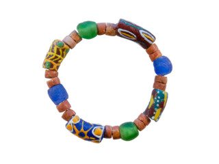 Ghanese armband met kralen van bauxiet en glas
