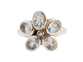 Indiase zilveren ring met blauw topaas