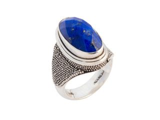 Balinese zilveren ring met lapis lazuli en granulatie