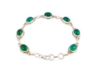 Zilveren armband met groene onyx