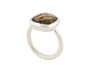 Zilveren ring met rookkwarts