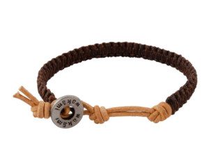 Bruine armband van gewaxt draad uit Guatemala