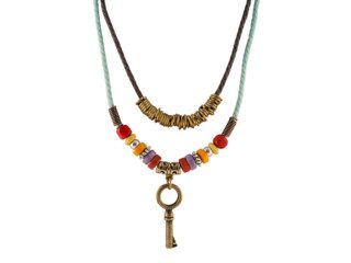 Tibetaanse ketting met kleurrijke kralen en een sleuteltje