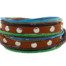 Bruine leren armband uit Tibet met klinknagels en gekleurd touw