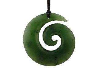 Groene jade Maori hanger in Koru symbool