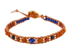 Wrap armband met rudraksha, lapis lazuli en jaspis
