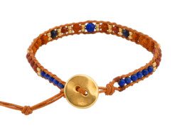 Wrap armband met rudraksha, lapis lazuli en jaspis