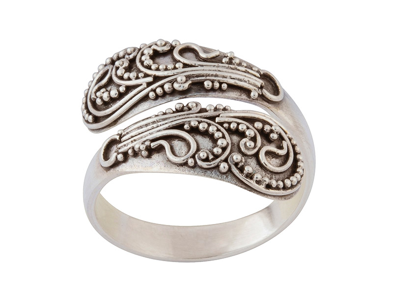 schetsen Noord Piraat Zilveren ring met Jawan design uit Bali - Wereldse Juwelen