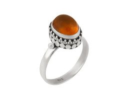 Balinese zilveren ring met amber