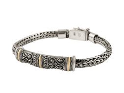 Zilveren tulang naga armband met gouden accenten uit Bali