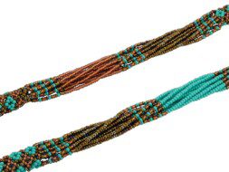 Afrikaanse kralenketting in de kleuren turquoise, koper en bruin
