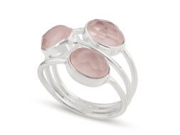 Zilveren Indiase ring met rozenkwarts